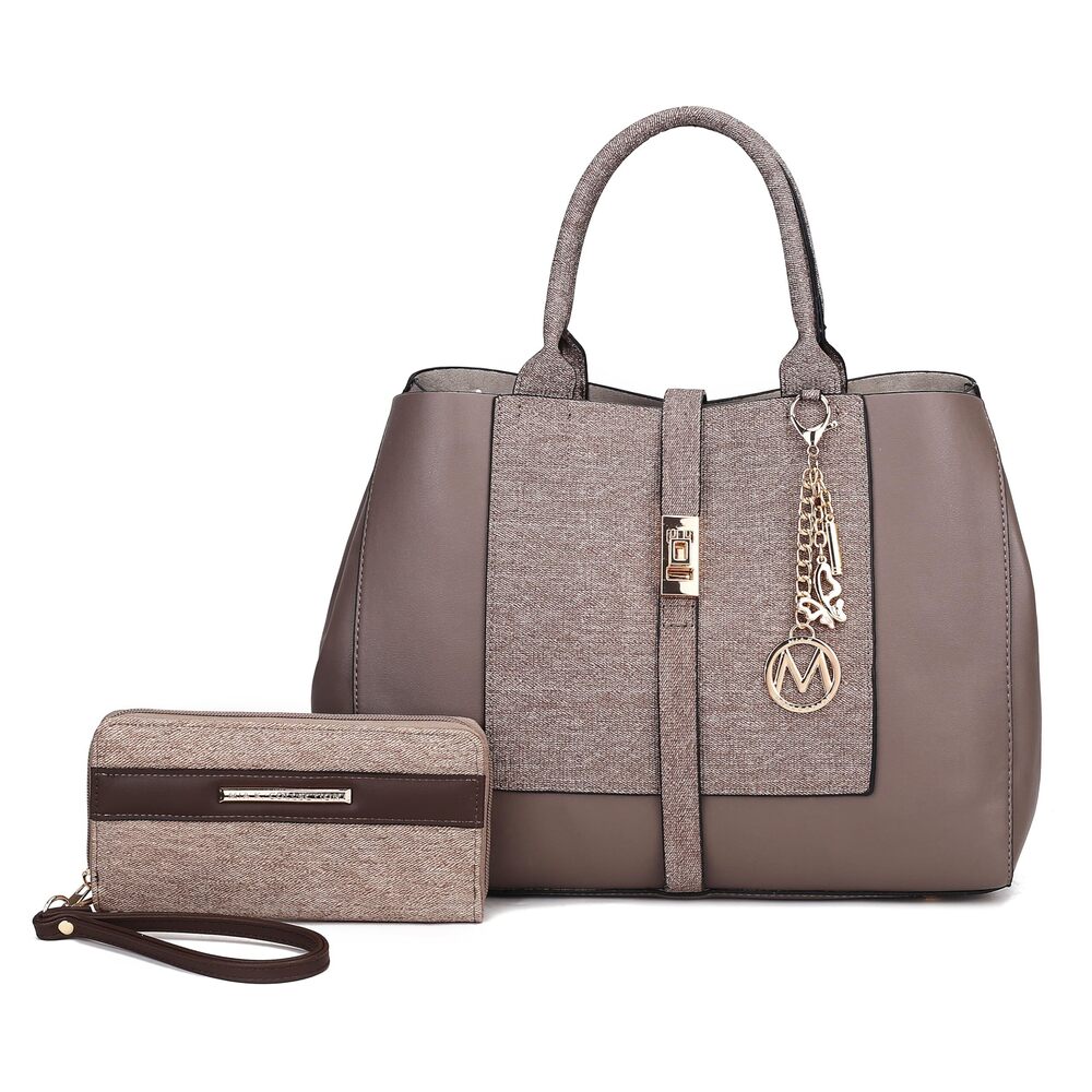 5030 Crossbody Denim Satchel-Tote Bag , Wristlet Wallet Purse Set, PU